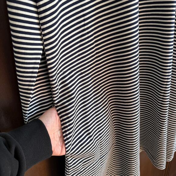 J. CREW Navy and White Striped Soft Jersey Swing Shirt Dress Long Sleeve XXL - Picture 3 of 6